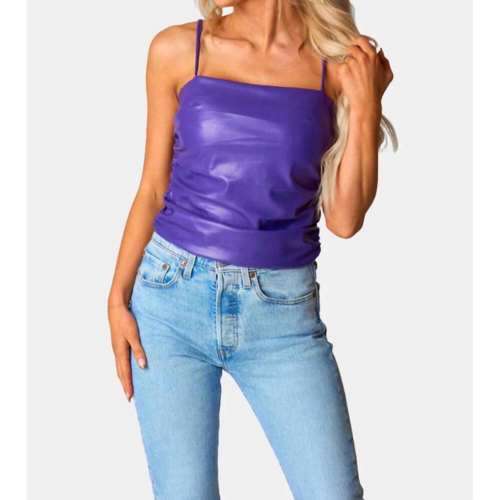NEW BUDDYLOVE jolee vegan leather tank top in purple